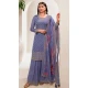 Violet Chinon Embroidered Party Wear Prachi Desai Sharara Suit - 9686188859