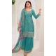 Sky Blue Chinon Embroidered Party Wear Prachi Desai Sharara Suit - 9686188862