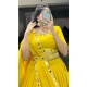 Georgette Sequins Work Party Wear Lehenga Choli In Yellow - 9706188948