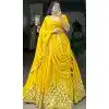 Plus Size Georgette Sequins Work Party Wear Lehenga Choli In Yellow - 9706188948