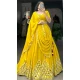 Georgette Sequins Work Party Wear Lehenga Choli In Yellow - 9706188948