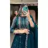 Plus Size Georgette Sequins Work Party Wear Lehenga Choli In Navy Blue - 9706188950