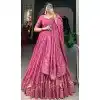 Plus Size Pure Chanderi Weaving Work Navratri Wear Lehenga Choli In Pink - 9707188952