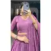 Plus Size Pure Chanderi Weaving Work Navratri Wear Lehenga Choli In Purple - 9707188953