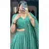 Plus Size Pure Chanderi Weaving Work Navratri Wear Lehenga Choli In Sea Green - 9707188955