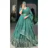 Plus Size Pure Chanderi Weaving Work Navratri Wear Lehenga Choli In Sea Green - 9707188955