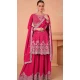 Fuchsia Chinon Silk Embroidered Readymade Sharara Suit - 9727189108