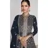 Plus Size Georgette Embroidery Work Anarkali Style Salwar Suit In Navy Blue - 9728189109