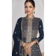 Georgette Embroidery Work Anarkali Style Salwar Suit In Navy Blue - 9728189109