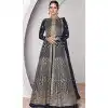 Plus Size Georgette Embroidery Work Anarkali Style Salwar Suit In Navy Blue - 9728189109