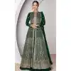 Plus Size Georgette Embroidery Work Anarkali Style Salwar Suit In Bottle Green - 9728189110