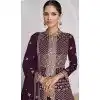 Plus Size Georgette Embroidery Work Anarkali Style Salwar Suit In Wine - 9728189111