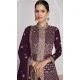 Georgette Embroidery Work Anarkali Style Salwar Suit In Wine - 9728189111