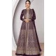 Georgette Embroidery Work Anarkali Style Salwar Suit In Wine - 9728189111