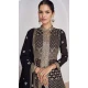 Georgette Embroidery Work Anarkali Style Salwar Suit In Black - 9728189112