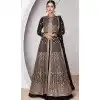 Plus Size Georgette Embroidery Work Anarkali Style Salwar Suit In Black - 9728189112