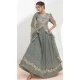 Grey Georgette Embroidered Party Wear Readymade Salwar Suit - 9729189114