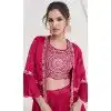 Rani Pink Georgette Embroidered Party Wear Readymade Plus Size Salwar Suit - 9729189116