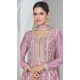 Silk Embroidered Party Wear Palazzo Salwar Kameez In Lavender - 9731189119