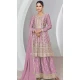 Silk Embroidered Party Wear Palazzo Salwar Kameez In Lavender - 9731189119