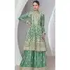 Silk Embroidered Party Wear Palazzo Plus Size Salwar Kameez In Pista Green - 9731189120