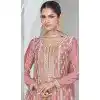 Silk Embroidered Party Wear Palazzo Plus Size Salwar Kameez In Pink - 9731189121