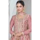 Silk Embroidered Party Wear Palazzo Salwar Kameez In Pink - 9731189121