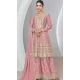 Silk Embroidered Party Wear Palazzo Salwar Kameez In Pink - 9731189121