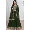 Plus Size Silk Embroidered Party Wear Readymade Salwar Suit In Bottle Green - 9732189122