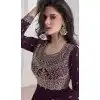 Plus Size Silk Embroidered Party Wear Readymade Salwar Suit In Dark Purple - 9732189125