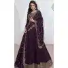Plus Size Silk Embroidered Party Wear Readymade Salwar Suit In Dark Purple - 9732189125