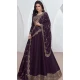 Silk Embroidered Party Wear Readymade Salwar Suit In Dark Purple - 9732189125