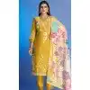Yellow Roman Silk Embroidered Party Wear Readymade Salwar Kameez - 9846189960