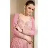 Jacquard Sequins Embroidery Work Party Wear Plus Size Gown In Pink - 9850189976