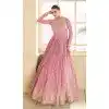 Jacquard Sequins Embroidery Work Party Wear Plus Size Gown In Pink - 9850189976
