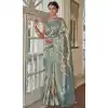 Sky Blue Organza Silk Digital Print Work Designer Party Wear Plus Size Saree - 9851189984