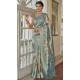 Sky Blue Organza Silk Digital Print Work Designer Party Wear Saree - 9851189984