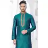 Rama Green Silk Zari Work Mens Readymade Plus Size Kurta Pajama - 9704188878