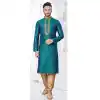 Rama Green Silk Zari Work Mens Readymade Plus Size Kurta Pajama - 9704188878