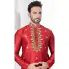Maroon Art Silk Zari Work Mens Readymade Plus Size Kurta Pajama - 9704188880
