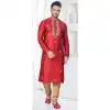 Maroon Art Silk Zari Work Mens Readymade Plus Size Kurta Pajama - 9704188880
