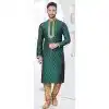 Green Silk Resham Work Mens Readymade Plus Size Kurta Pajama - 9704188881