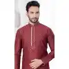 Maroon Jacquard Silk Resham Work Mens Readymade Plus Size Kurta Pajama - 9704188887
