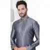 Grey Silk Resham Work Mens Readymade Plus Size Kurta Pajama - 9704188888