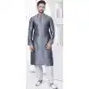 Grey Silk Resham Work Mens Readymade Plus Size Kurta Pajama - 9704188888
