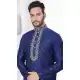 Navy Blue Jacquard Silk Resham Work Mens Readymade Kurta Pajama - 9704188890