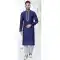 Navy Blue Jacquard Silk Resham Work Mens Readymade Kurta Pajama - 9704188890