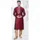 Maroon Silk Zari Work Mens Readymade Kurta Pajama - 9704188895