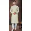 Gold Silk Traditional Work Mens Readymade Plus Size Kurta Pajama - 9704188898