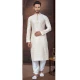 Cream Jacquard Silk Resham Work Mens Readymade Kurta Pajama - 9704188901